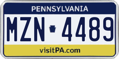 PA license plate MZN4489