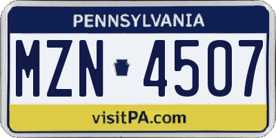 PA license plate MZN4507