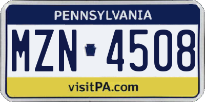 PA license plate MZN4508