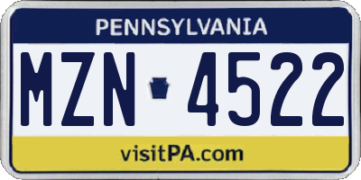 PA license plate MZN4522