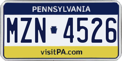 PA license plate MZN4526
