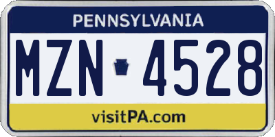 PA license plate MZN4528