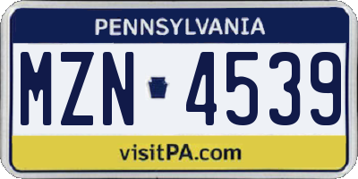 PA license plate MZN4539