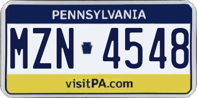 PA license plate MZN4548