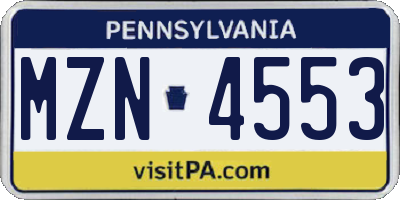 PA license plate MZN4553
