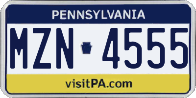 PA license plate MZN4555