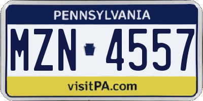 PA license plate MZN4557
