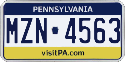 PA license plate MZN4563