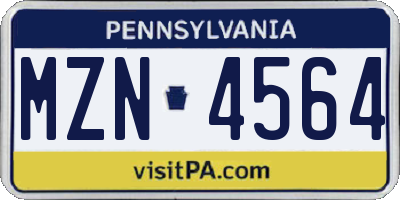 PA license plate MZN4564