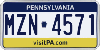 PA license plate MZN4571