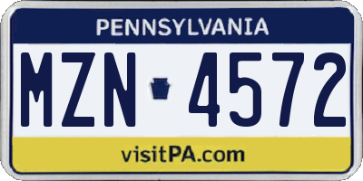 PA license plate MZN4572
