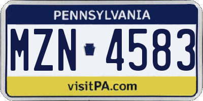 PA license plate MZN4583