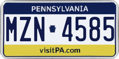 PA license plate MZN4585