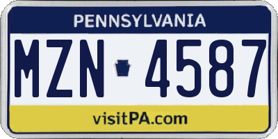 PA license plate MZN4587