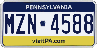 PA license plate MZN4588