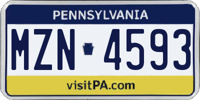 PA license plate MZN4593