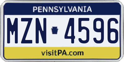 PA license plate MZN4596