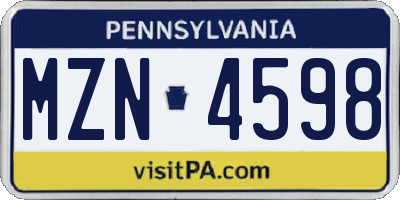 PA license plate MZN4598