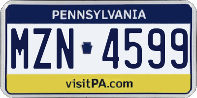 PA license plate MZN4599