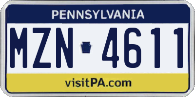 PA license plate MZN4611