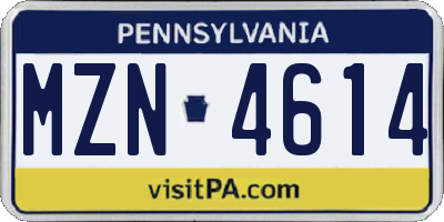 PA license plate MZN4614