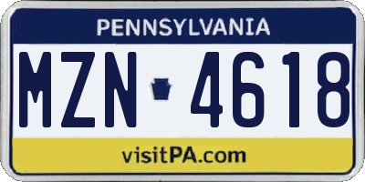 PA license plate MZN4618