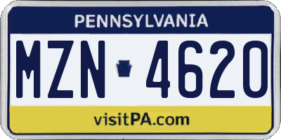 PA license plate MZN4620