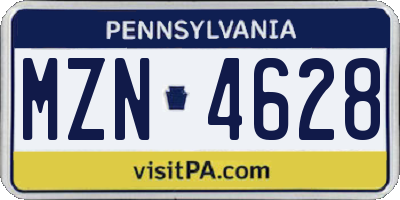 PA license plate MZN4628