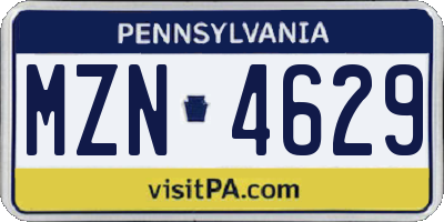 PA license plate MZN4629