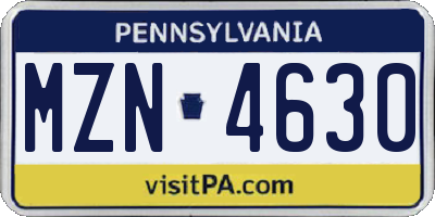 PA license plate MZN4630