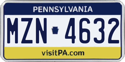 PA license plate MZN4632
