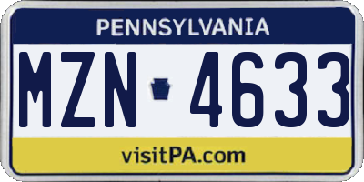 PA license plate MZN4633