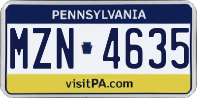 PA license plate MZN4635