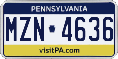 PA license plate MZN4636