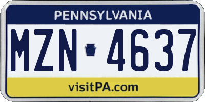 PA license plate MZN4637