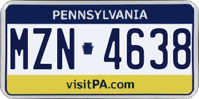 PA license plate MZN4638