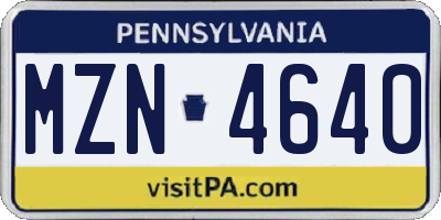 PA license plate MZN4640