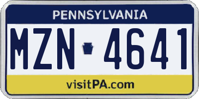 PA license plate MZN4641
