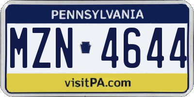 PA license plate MZN4644