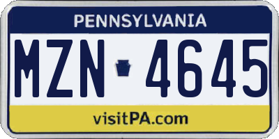 PA license plate MZN4645