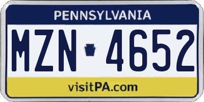 PA license plate MZN4652