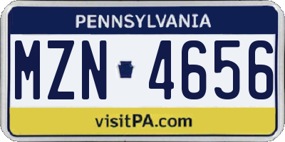 PA license plate MZN4656