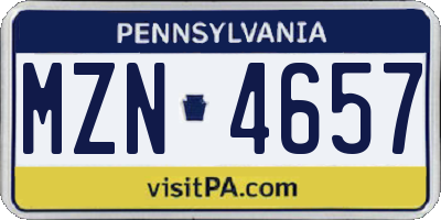PA license plate MZN4657