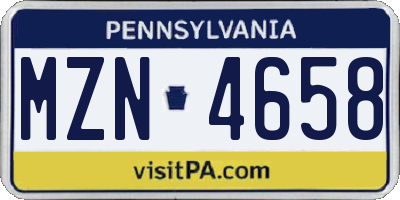 PA license plate MZN4658