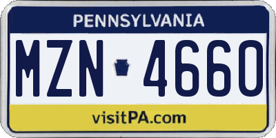 PA license plate MZN4660