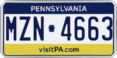 PA license plate MZN4663
