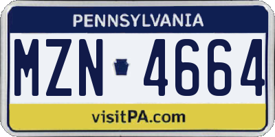 PA license plate MZN4664