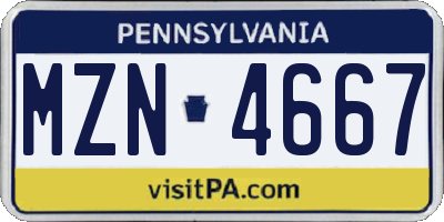PA license plate MZN4667