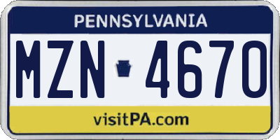 PA license plate MZN4670