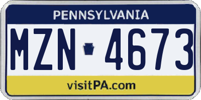 PA license plate MZN4673